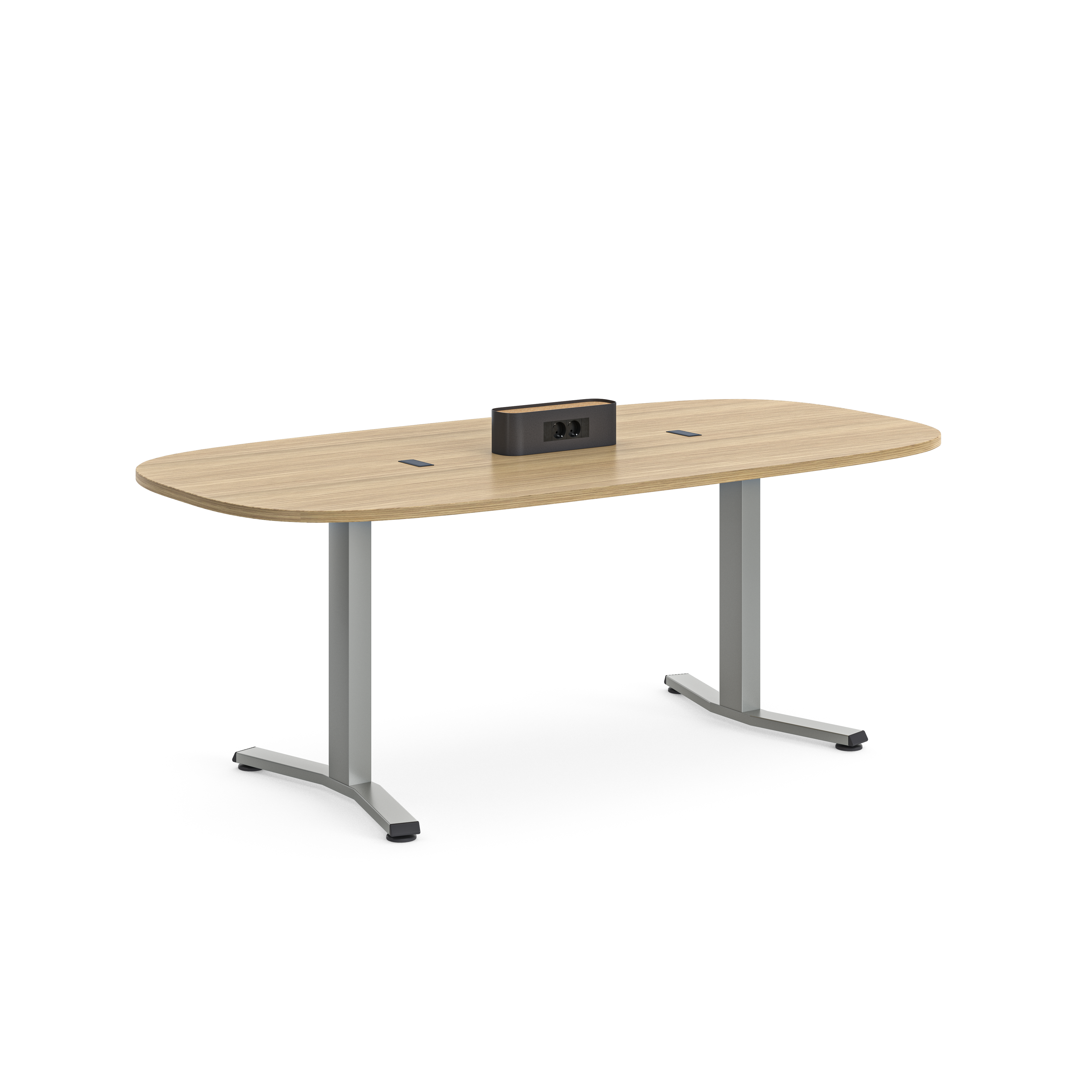 Table de réunion rectangulaire 6 places Possilio - pieds T - l. 200 x h. 65-125 x pr. 100 cm - réglage en