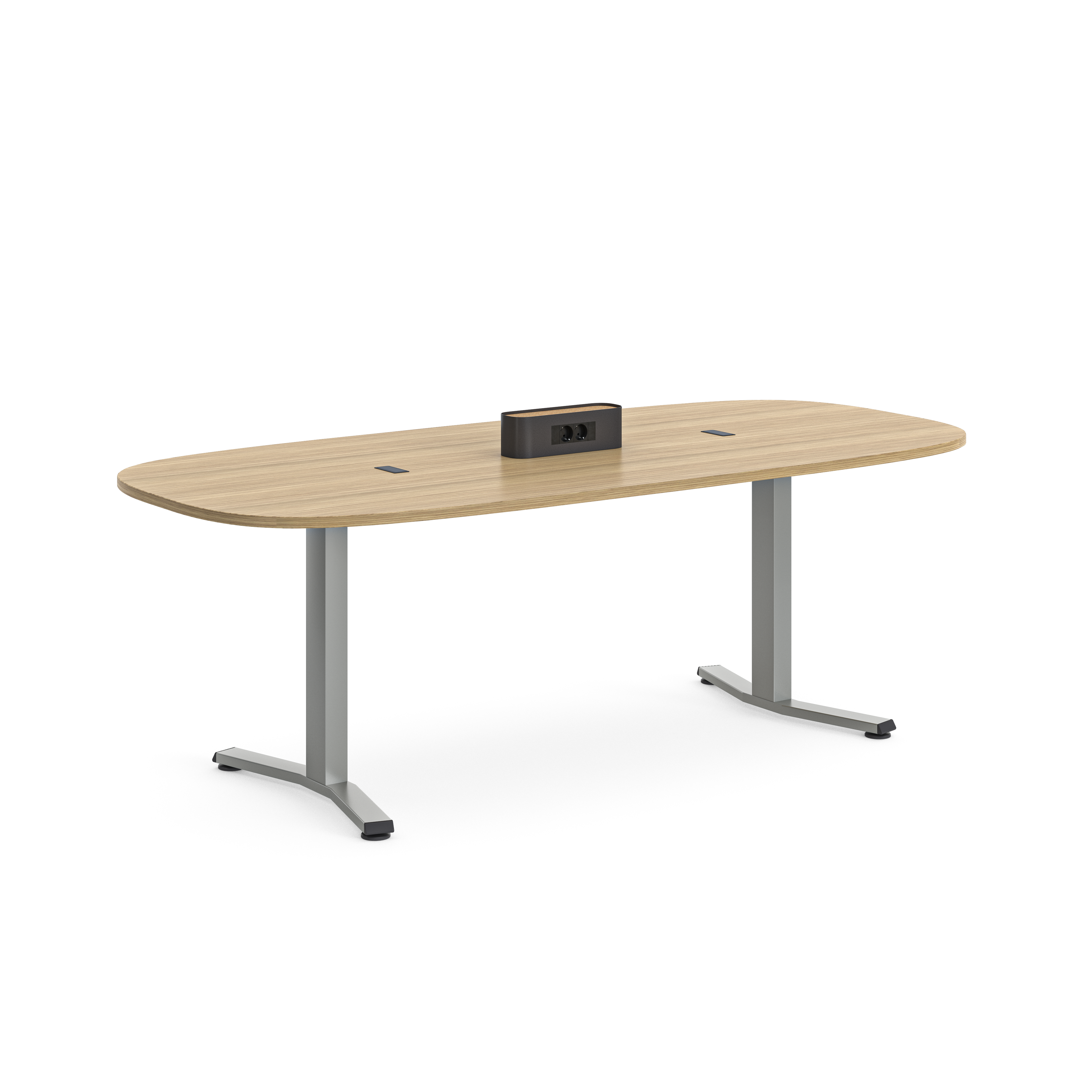 Table de réunion rectangulaire 6 places Possilio - pieds T - l. 220 x h. 65-125 x pr. 100 cm - réglage en