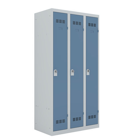 Vestiaire industrie propre 3 colonnes galvanisé - serrure à clé ou moraillon