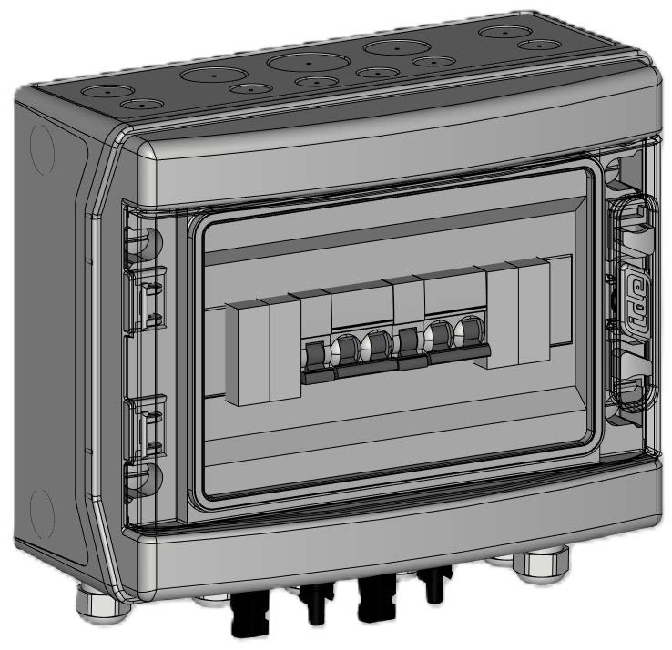 Coffret DC 600 V - bobine MX MADEnR - 2 intersectionneurs 25 A - parafoudre et Mx -