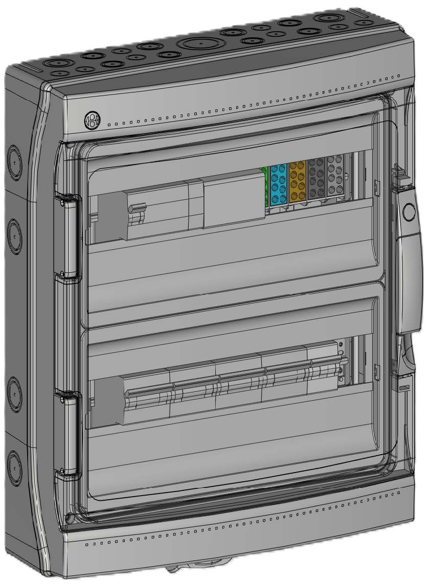 Coffret AC 25-36 kW triphasé pour micro-onduleur APSystems - avec disjoncteur 4xC20 et diff 80 A 300 mA type A -