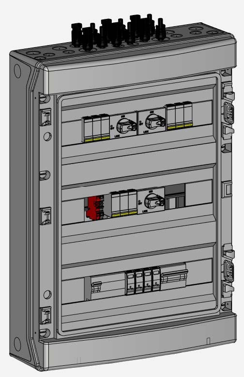 Coffret AC-DC 33-36 kW triphasé MADEnR - 1000VDC 3 MPPT de 2 string par MPPT 3 inter 50 A para DC -