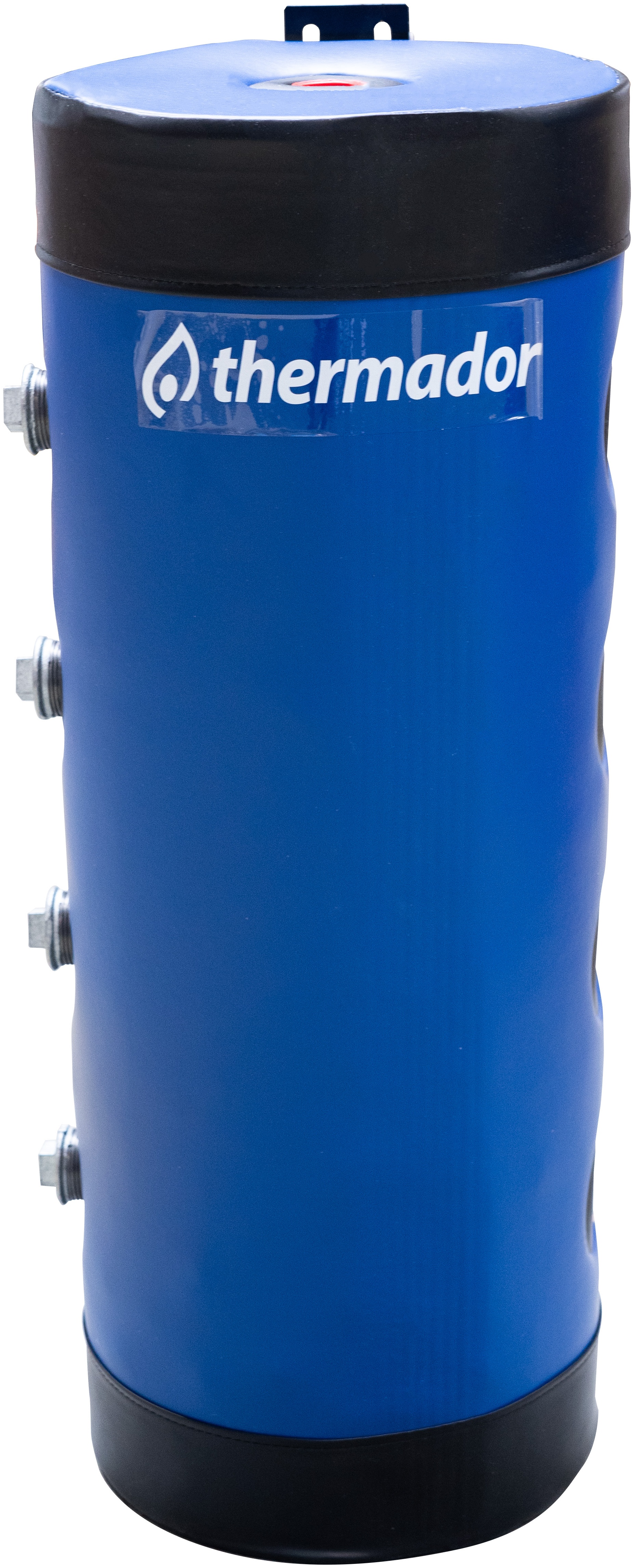 Bouteille de mélange 25 l murale bleu jaquette skaï - 4 piquages de chaque côté - fixation murale