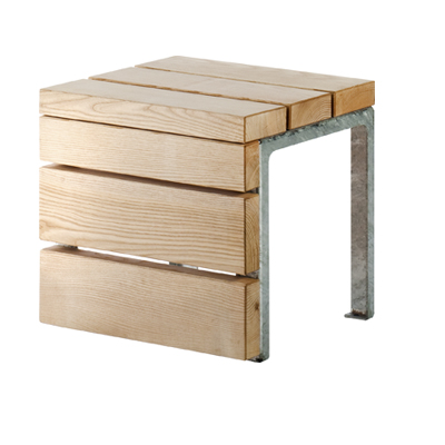 Assise Link 1 place - sans dossier - assise bois - piètement acier galvanisé - l.43,5cm - livré non déchargé