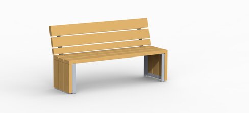 Assise Link 3 places - avec dossier - assise bois - piètement acier galvanisé - l. 150 cm - livré non déchargé