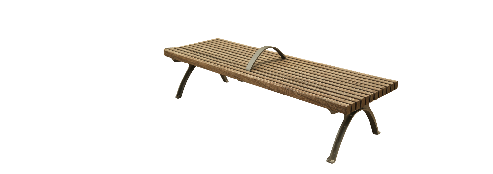 Banquette large Pacha 12 lattes - avec accoudoir acier et bambou - sans dossier - XTREME galvanisé - l. 200 cm -