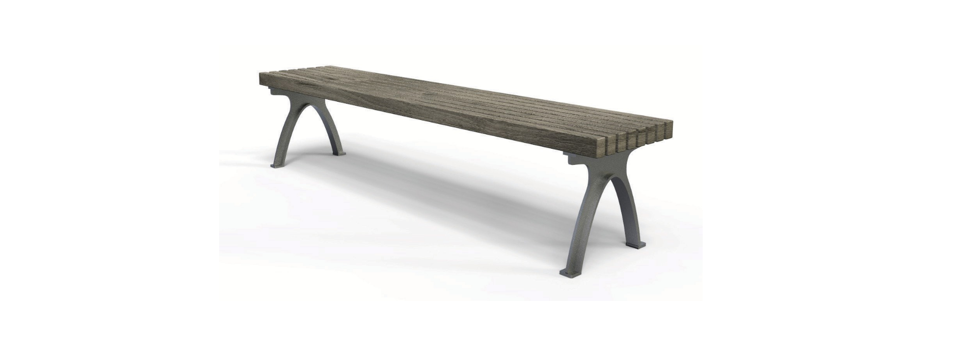 Banquette Pacha 9 lattes - sans accoudoir acier et bambou - sans dossier - XTREME galvanisé - l. 200 cm -