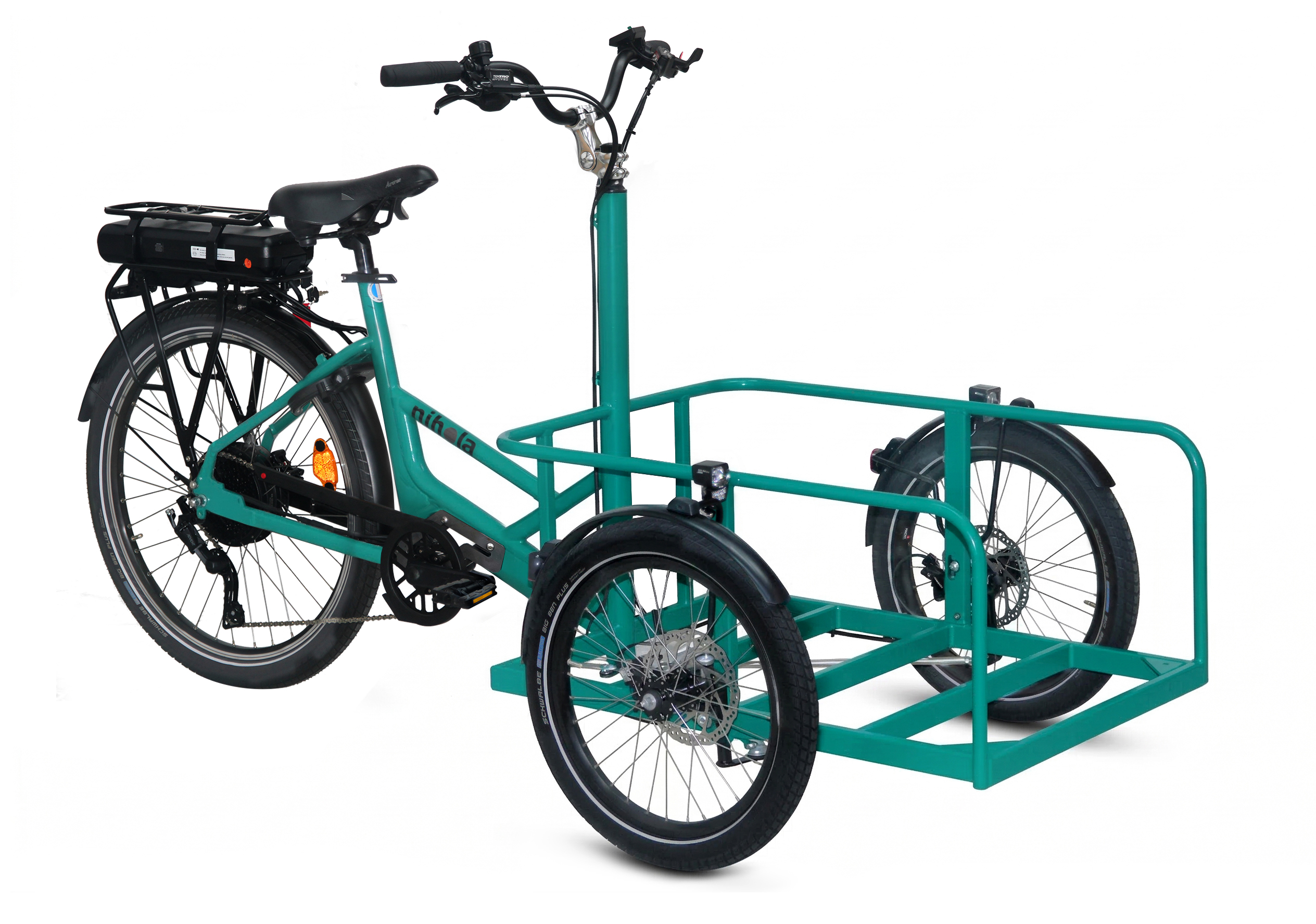 Triporteur électrique COMBI Utility - cadre vert - 43 V - 10,4 Ah - 450 Wh - Assistance roue arrière Bafang