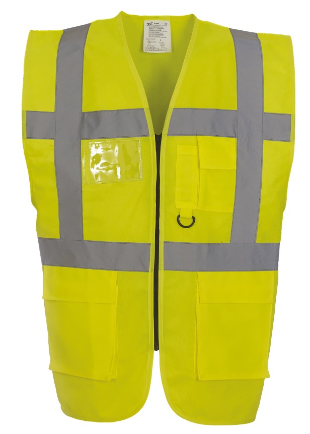 Gilet multifonction haute visibilité - Toptex - jaune fluo - taille XL
