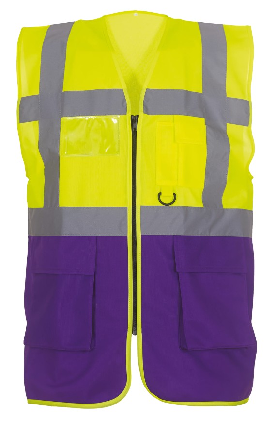 Gilet multifonction haute visibilité - Toptex - jaune fluo / purple - taille 3XL