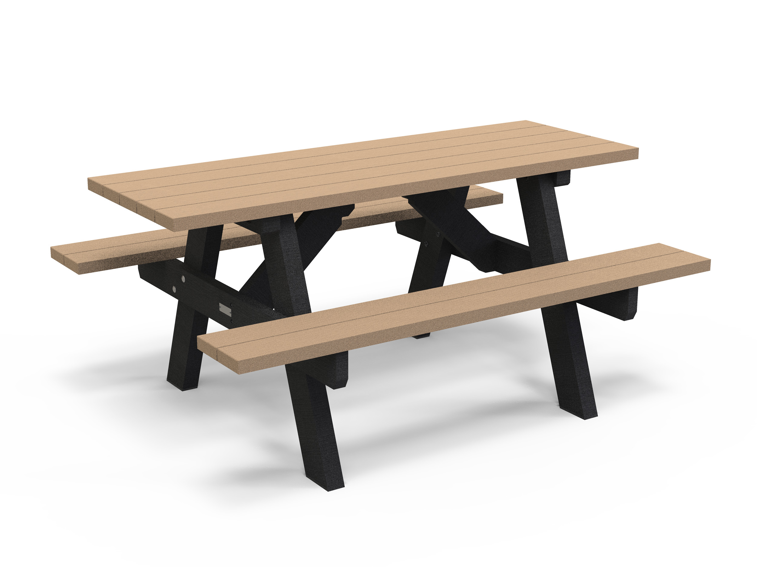 Table pique-nique avec banquettes solidaires Forestier - lattes plastique recyclé - l. 180 cm - coloris standard