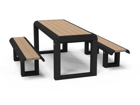 Table pique-nique avec banquettes non solidaires Osakan - lattes plastique recyclé - l. 190 cm - coloris standard