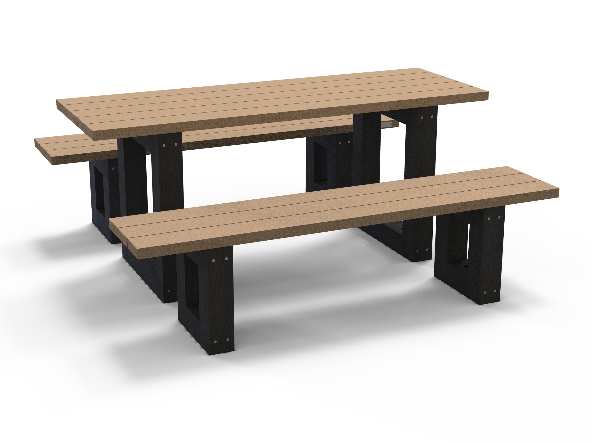 Table pique-nique avec banquettes non solidaires Londura - lattes plastique recyclé - l. 180 cm - coloris standard