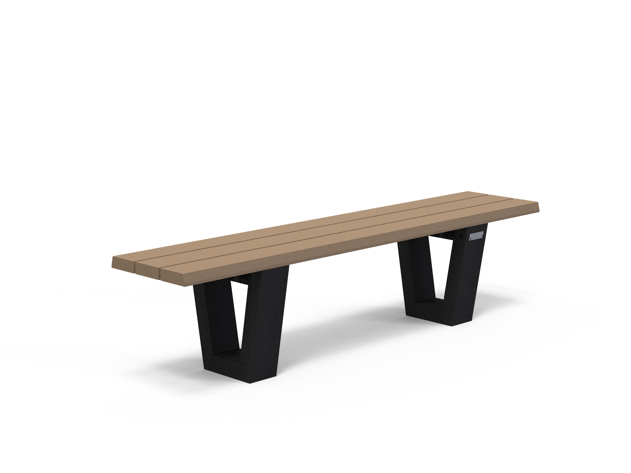 Banquette Pointe - lattes plastique recyclé - l. 180 cm - pieds noirs - livré non déchargé