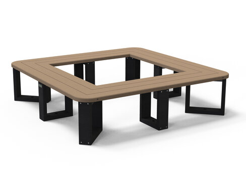 Banquette tour d'arbre Recre - lattes plastique recyclé - sans dossier - l. 187,8 cm - coloris standard -