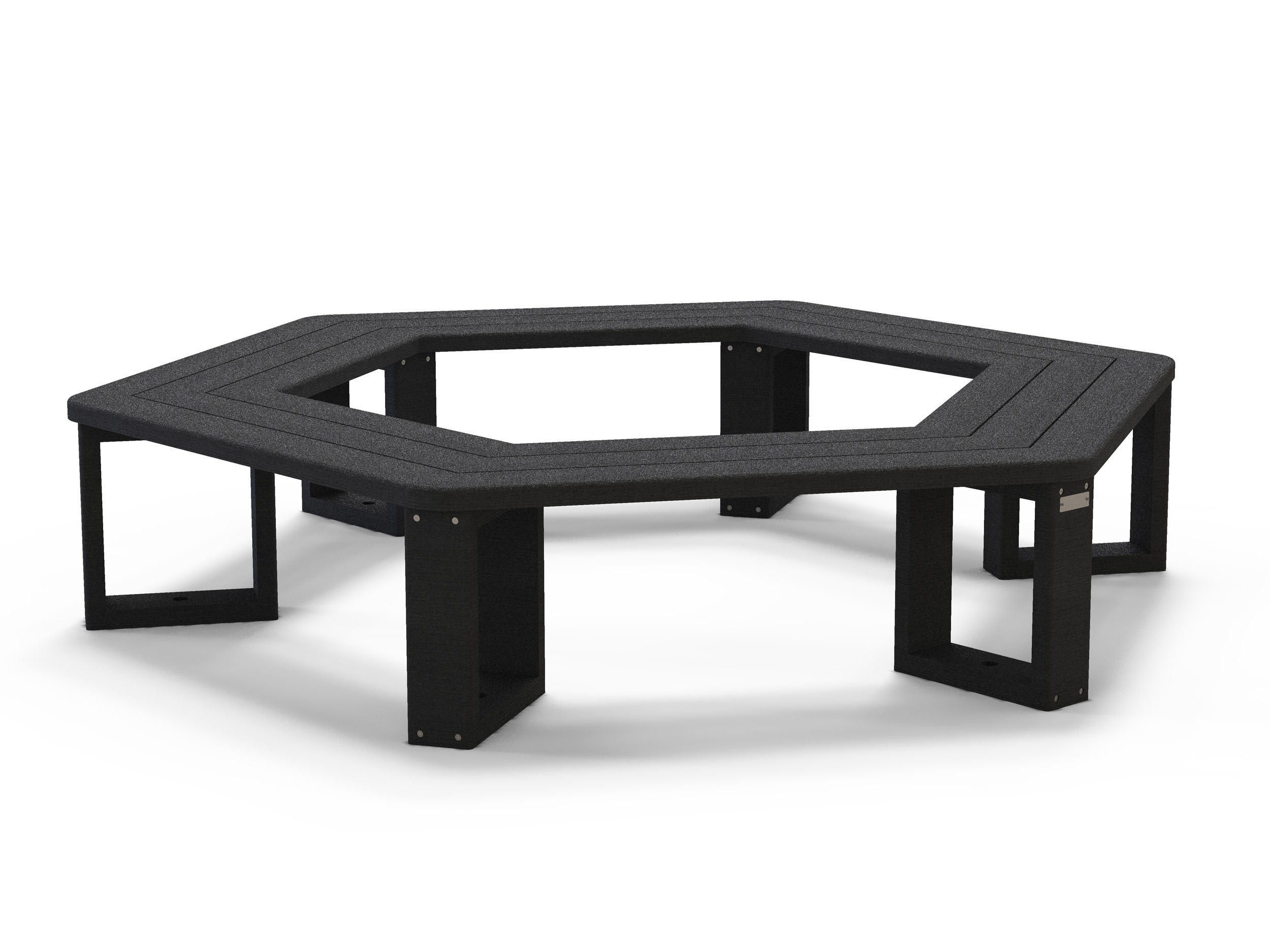 Banquette tour d'arbre Recre - lattes plastique recyclé - sans dossier - l. 232,9 cm - coloris standard -