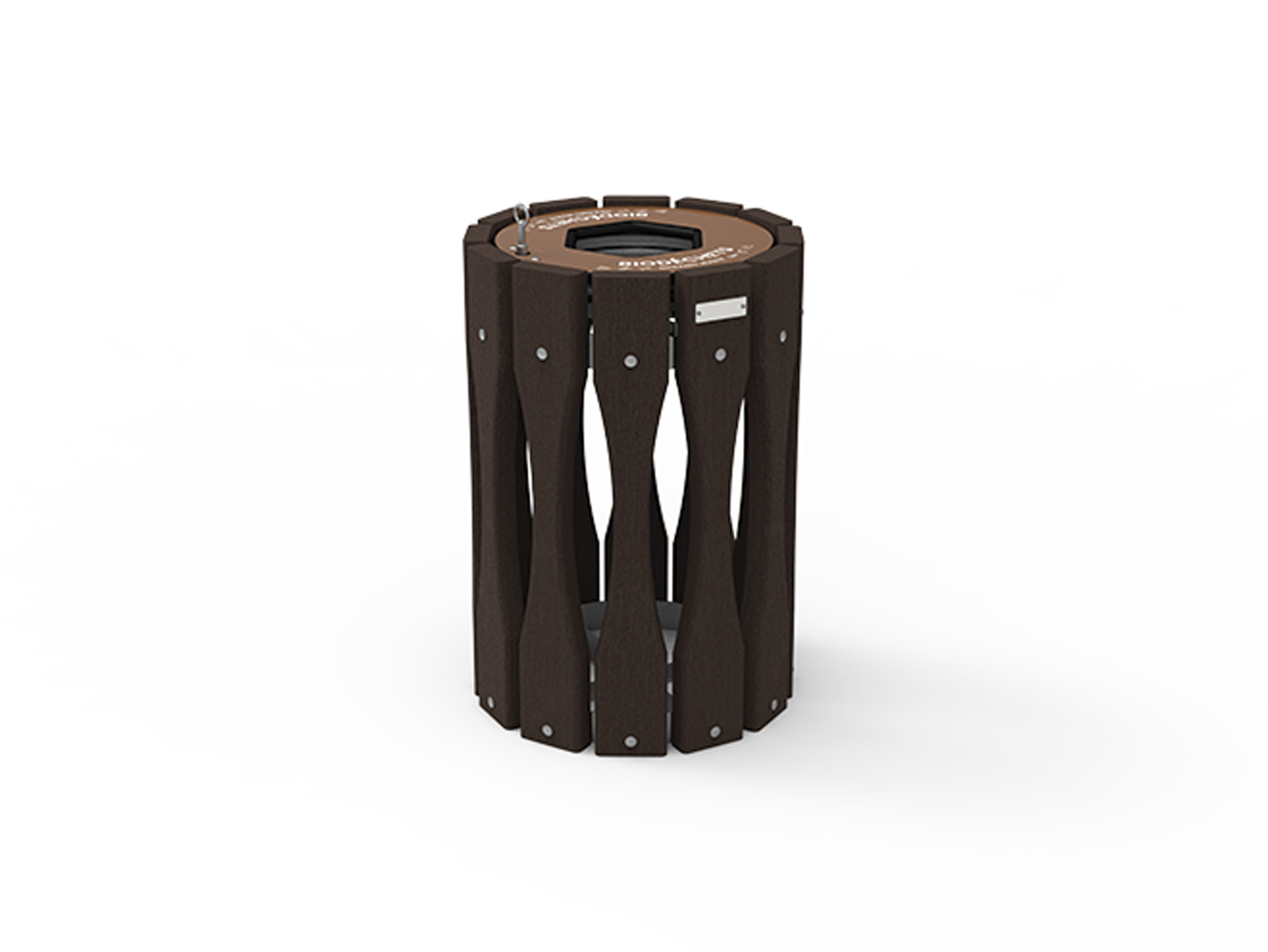 Corbeille porte-sac vigipirate Major - lattes plastique recyclé - sans couvercle - 90 l - livré non déchargé