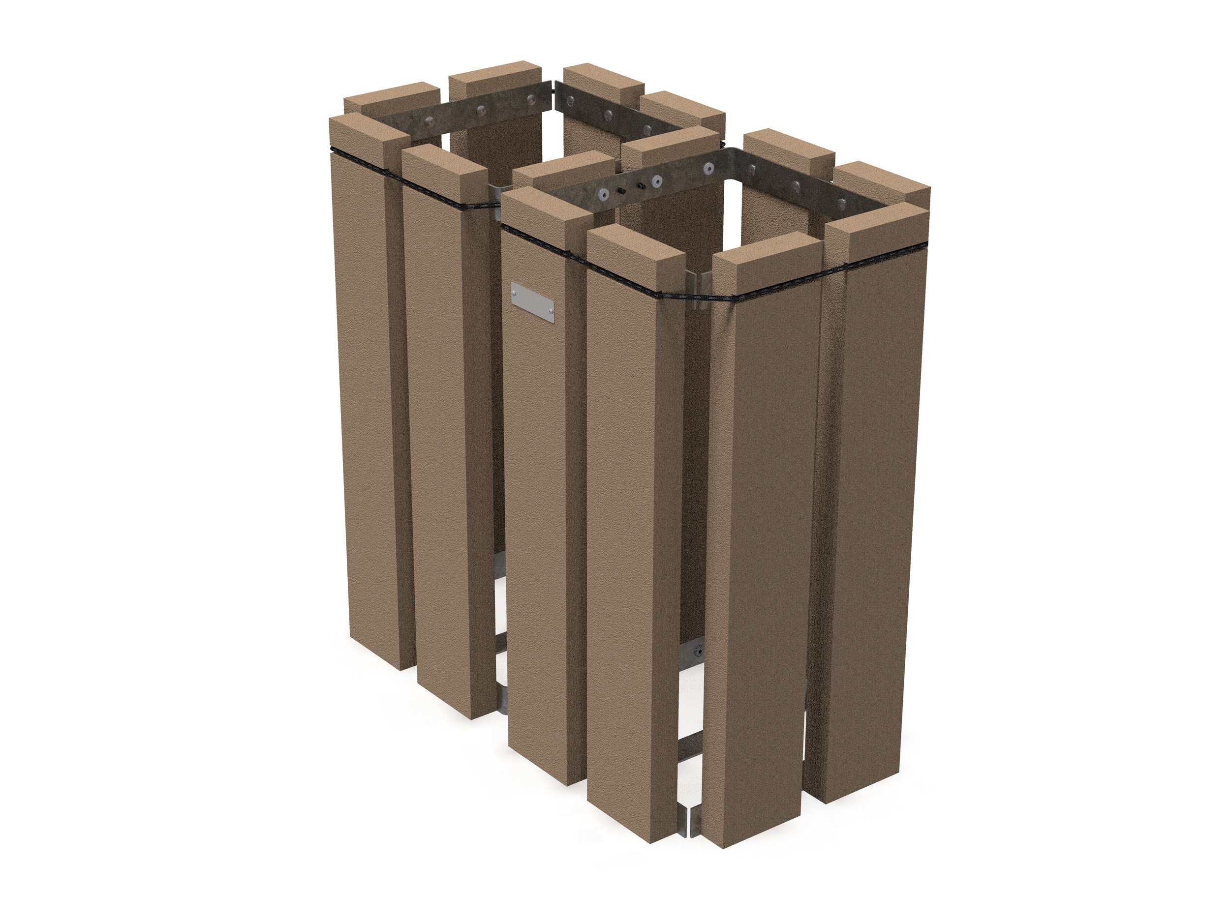 Corbeille porte-sac intérieur 2 x 60 l Recré - sans couvercle - lattes plastique recyclé - livré non déchargé