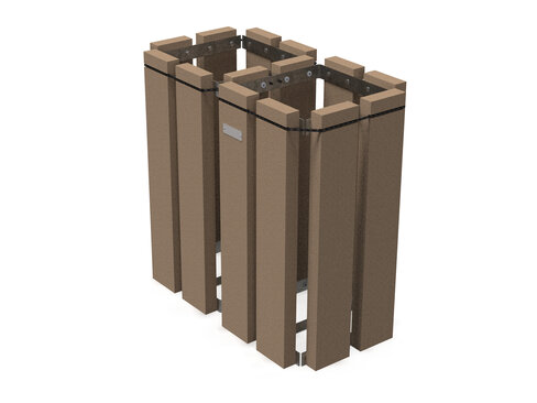 Corbeille porte-sac intérieur 2 x 60 l Recré - sans couvercle - lattes plastique recyclé - livré non déchargé