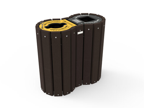 Corbeille Major - lattes plastique recyclé - avec seau intérieur 2 x 90 l - livré non déchargé