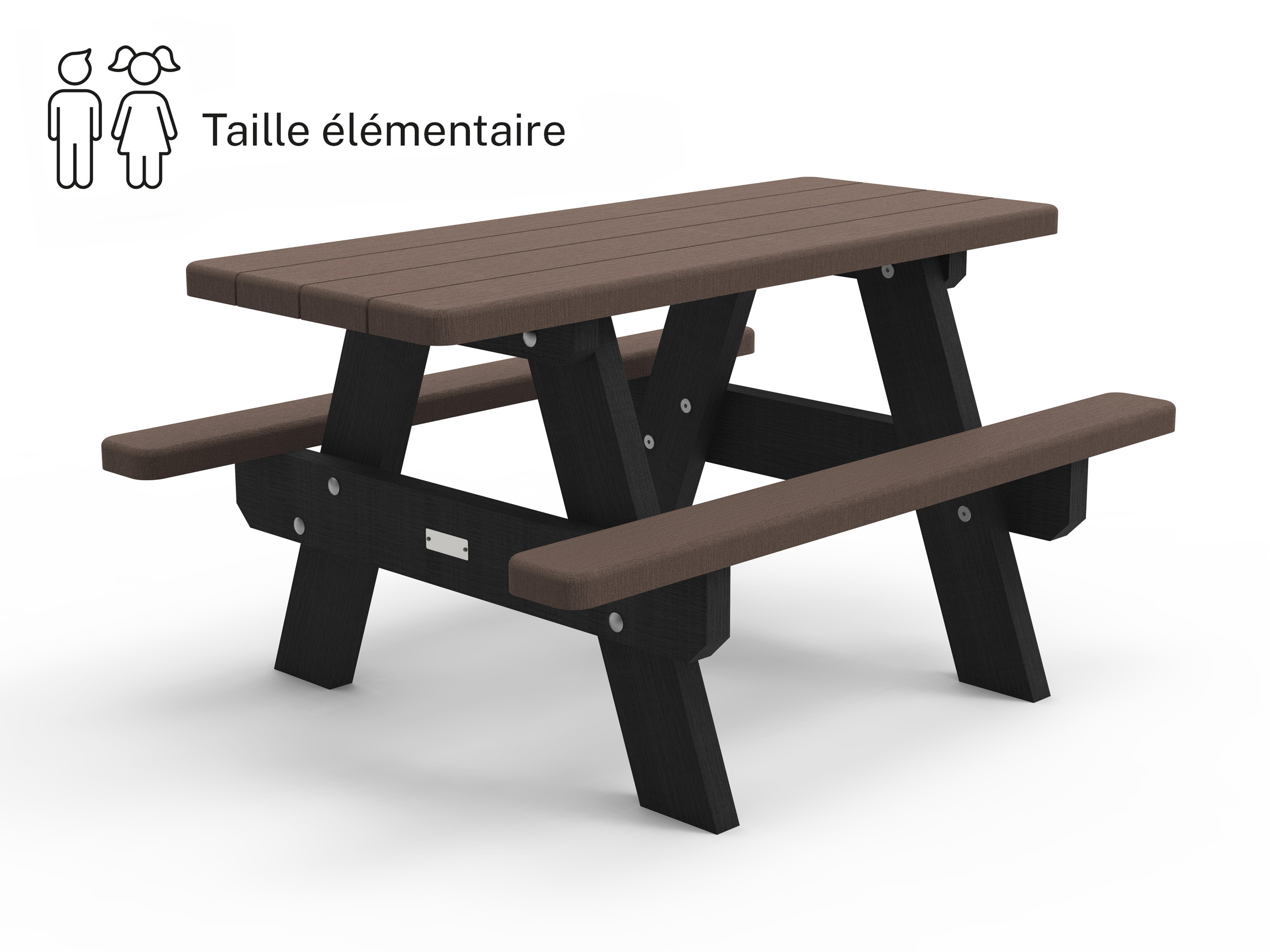 Table pique-nique enfants avec banquettes solidaires Recre - lattes plastique recyclé - l. 120 cm - coloris standard -