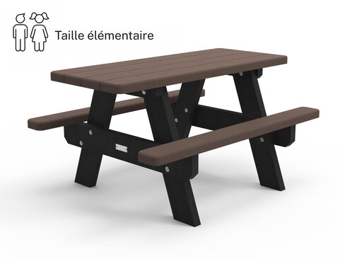 Table pique-nique enfants avec banquettes solidaires Recre - lattes plastique recyclé - l. 120 cm - coloris standard -