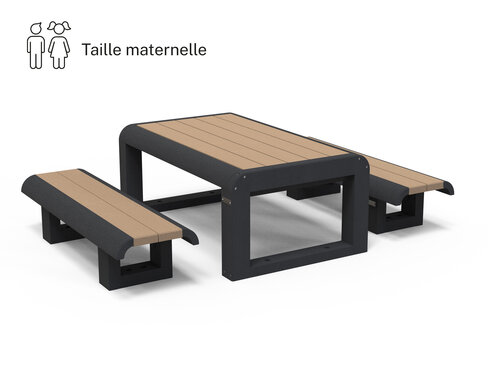 Table pique-nique enfants banquettes non solidaires Osakan - lattes plastique recyclé - l. 130 cm - coloris standard -