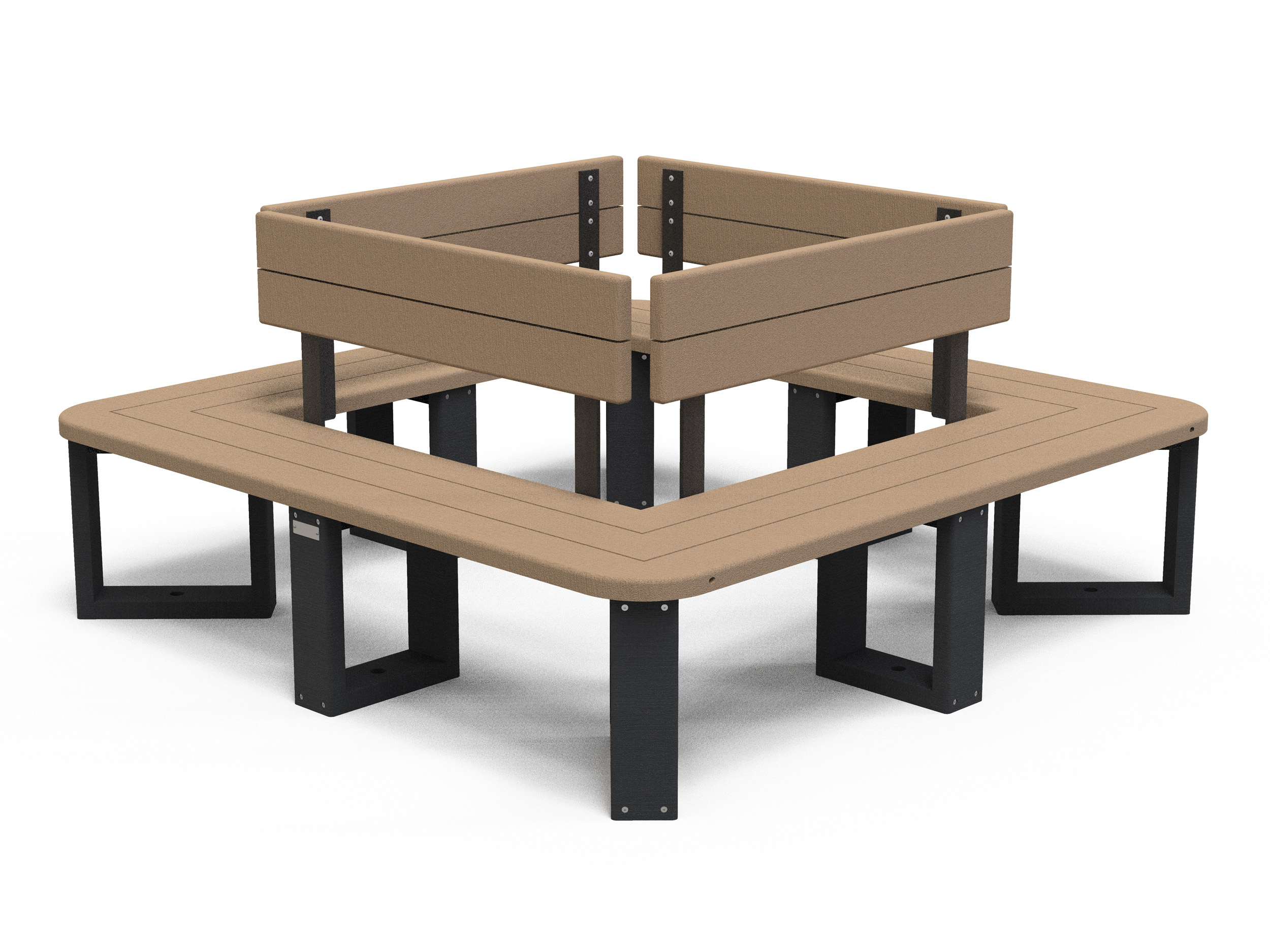 Banquette tour d'arbre Recre - lattes plastique recyclé - avec dossier - l. 187,8 cm - coloris standard -