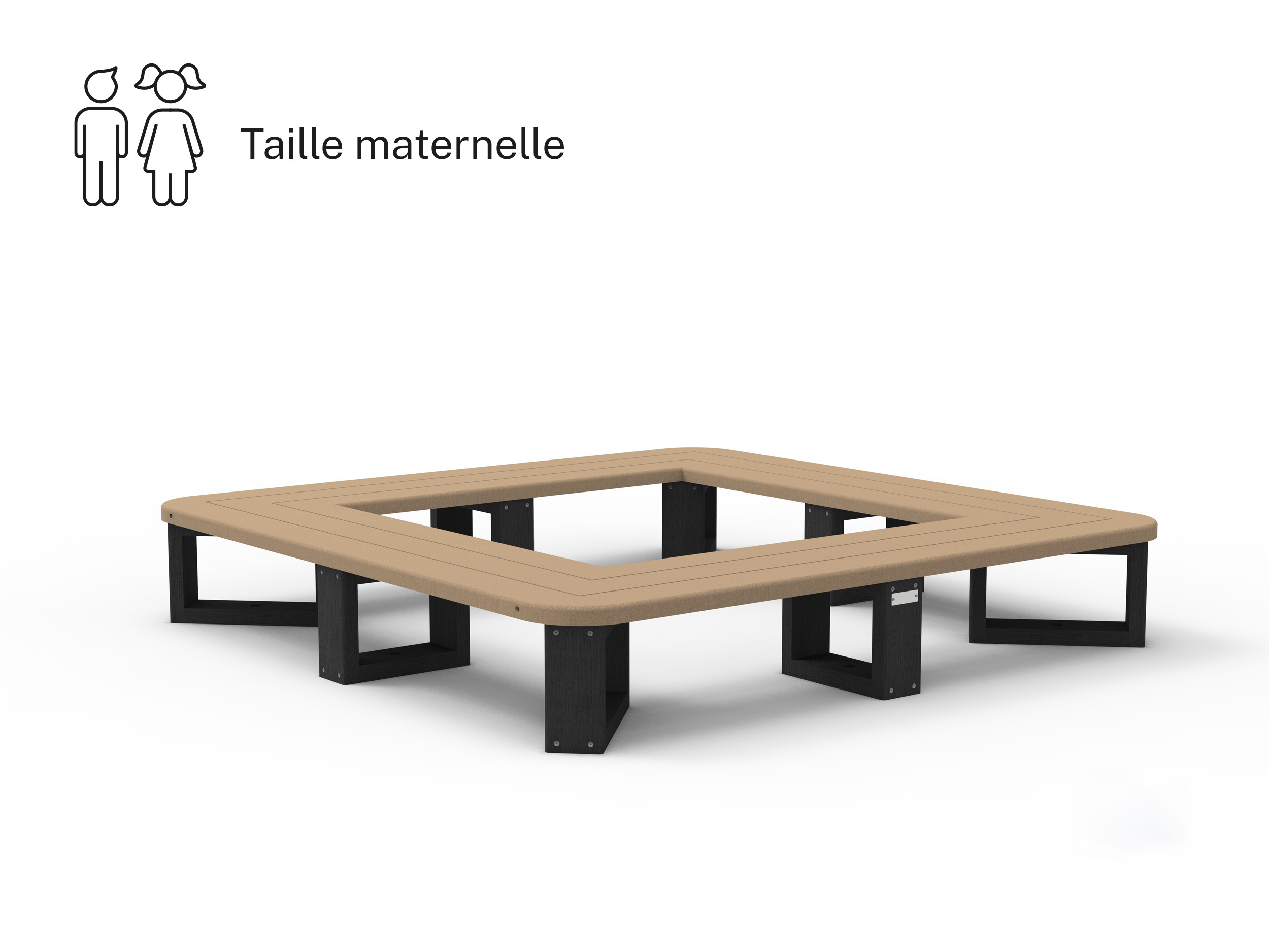 Banquette tour d'arbre enfants Recre - lattes plastique recyclé - sans dossier - l. 187,8 cm - coloris standard -