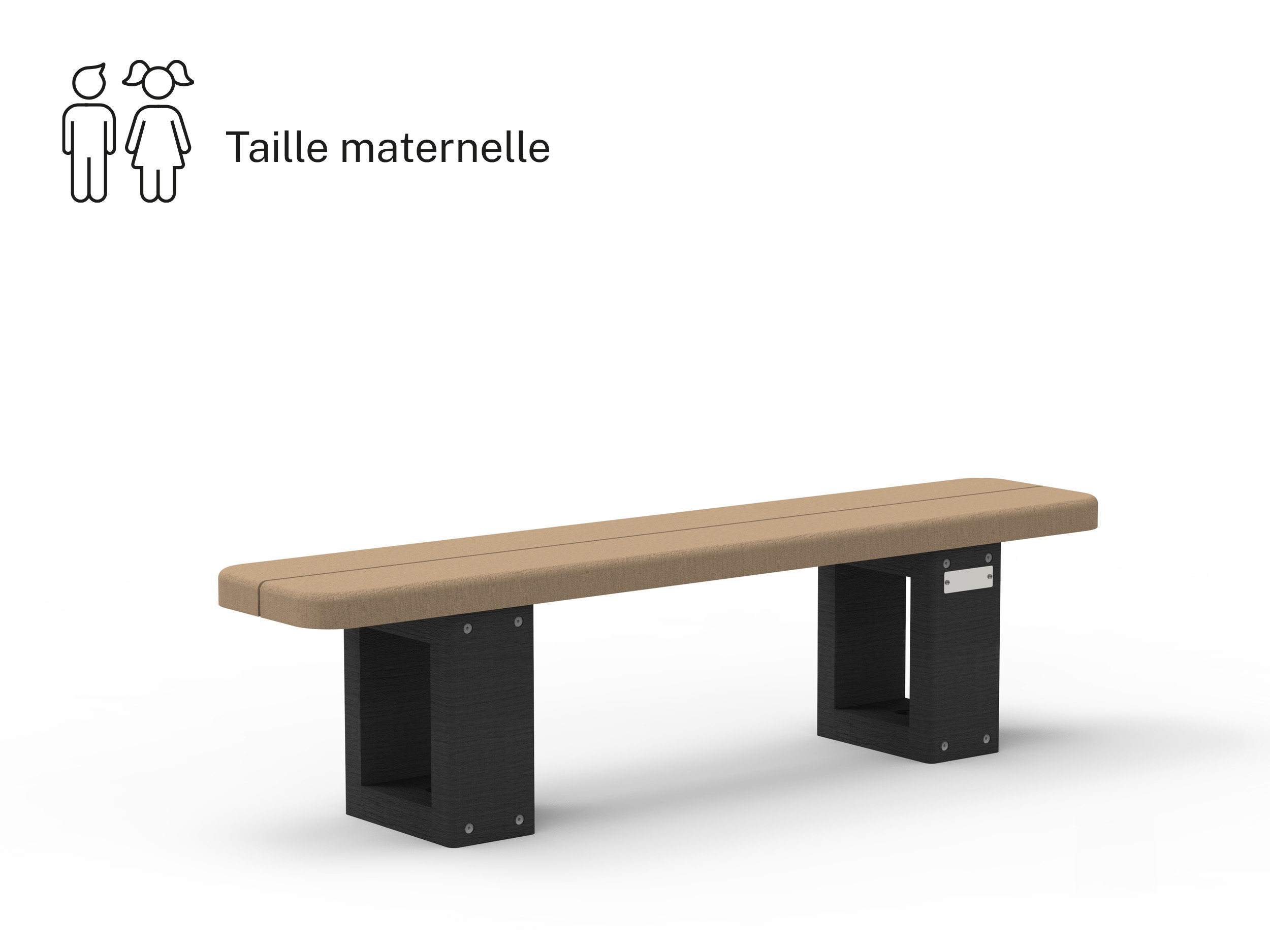 Banquette enfants Recre - lattes plastique recyclé - l. 120 cm - coloris standard - livré non déchargé