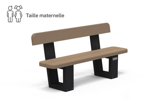 Banc enfants Recre - lattes plastique recyclé - avec dossier - l. 120 cm - coloris standard - livré non déchargé