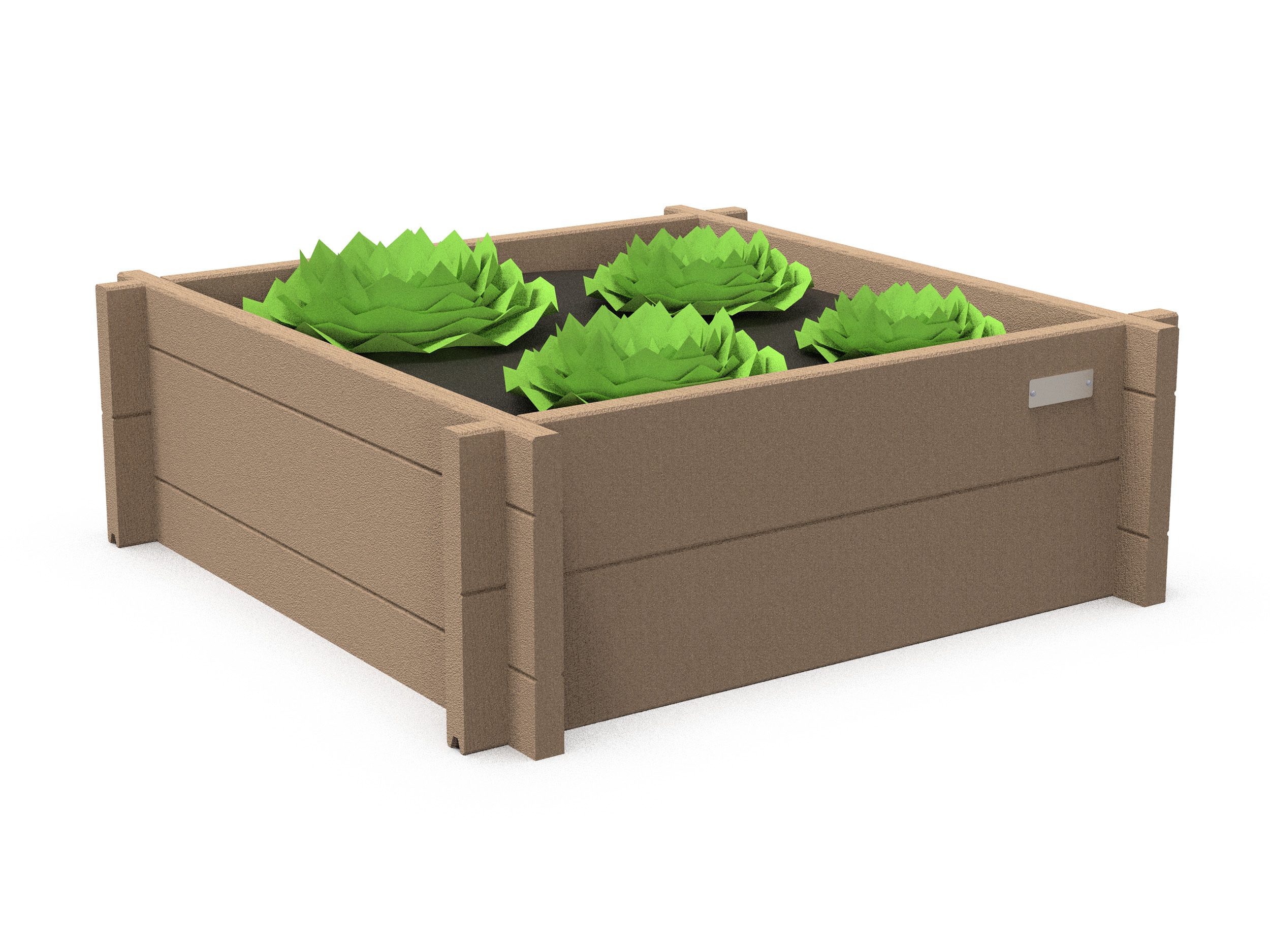 Jardinière carrée Garden - h. 27,2 x l. 80 cm - sans fond - lattes plastique recyclé - livré non déchargé