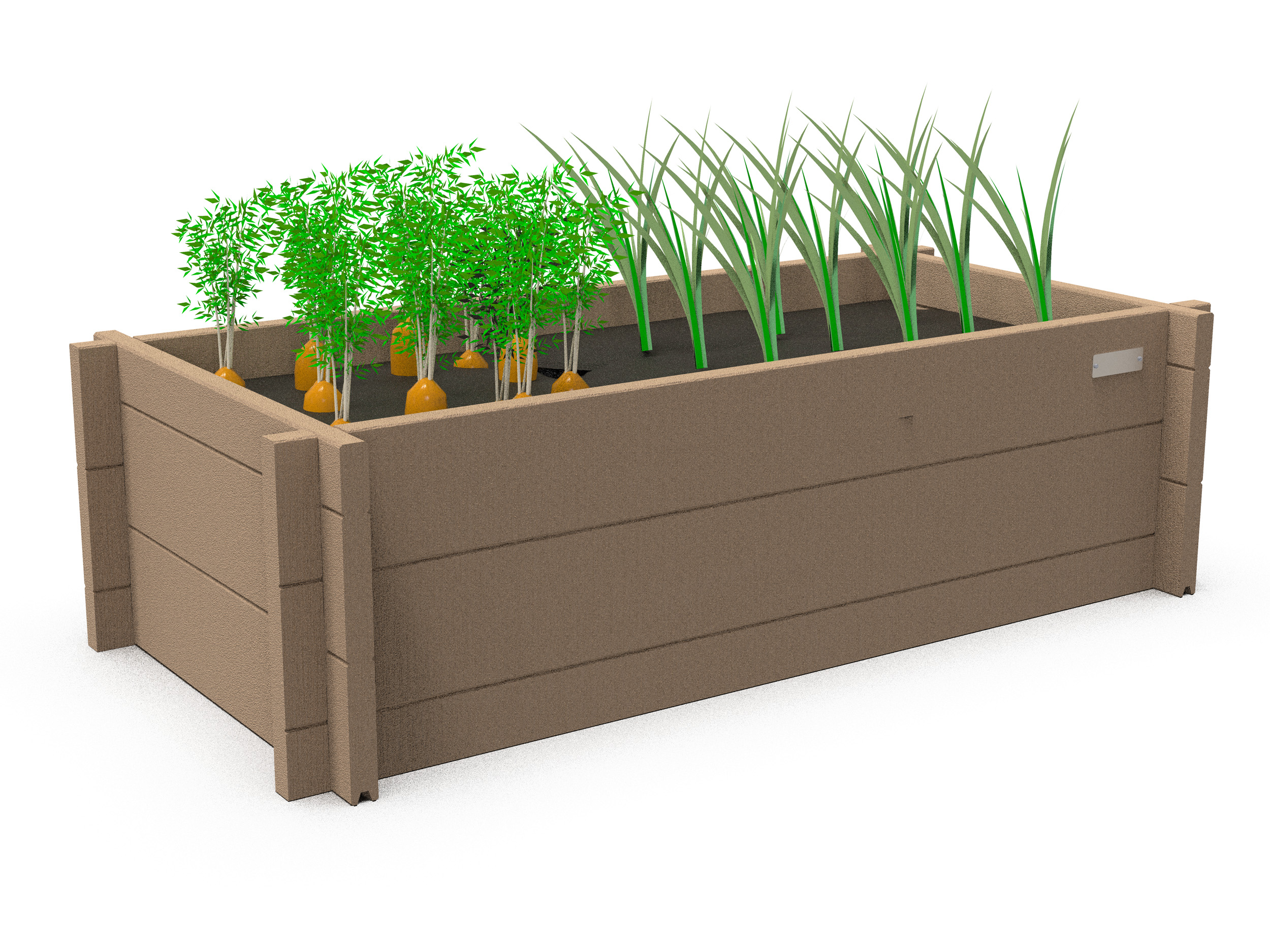 Jardinière rectangulaire Garden - h. 34,1 x l. 60 cm - sans fond - lattes plastique recyclé - livré non déchargé