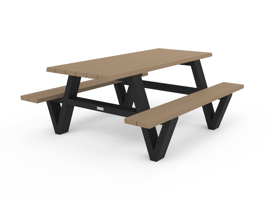 Table pique-nique Pointe PMR - piètement noir - l. 180 cm - coloris standard - livré non déchargé