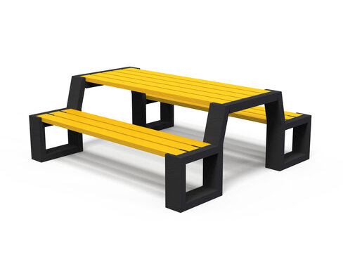 Table de pique-nique Arena - l. 194 cm - piètement noir - coloris standard - livré non déchargé