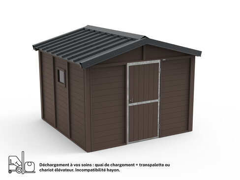 Abri de jardin - l. 3 x L. 3 m - porte simple - livré non déchargé