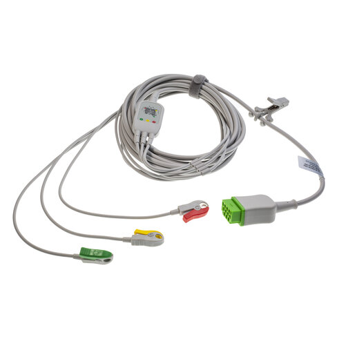 Câble ECG 3 brins monobloc à pinces IEC - l. 4,7 m - l'unité
