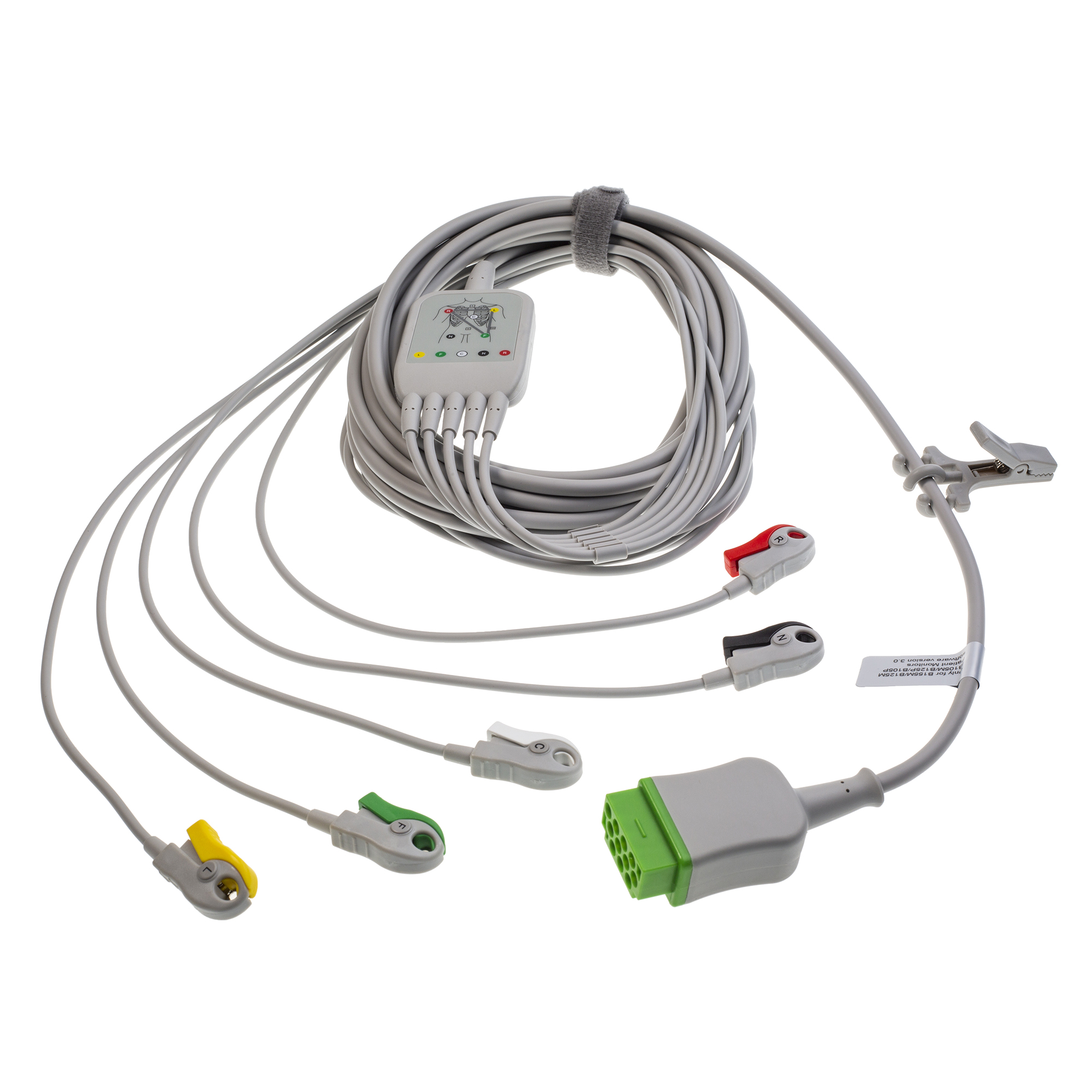 Câble ECG 5 brins monobloc à pinces IEC - l. 4,7 m - l'unité