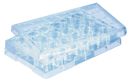 Plaque biofloat 24 puits, fond plat, ps, avec couvercle, stérile unitaire x 18