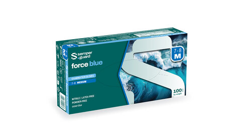 Gant de protection et d'examen en nitrile force blue sans