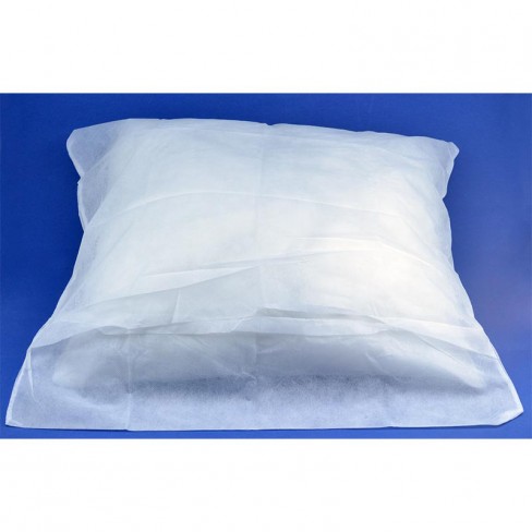 Taie d'oreiller - 35g/m² - 60 x 60 cm - rabat 18cm - blanc - usage unique - 1 carton de 75 unités