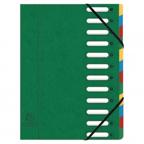 Trieur à fenêtres avec élastiques Harmonika - 12 compartiments - 24 x 32 cm - vert