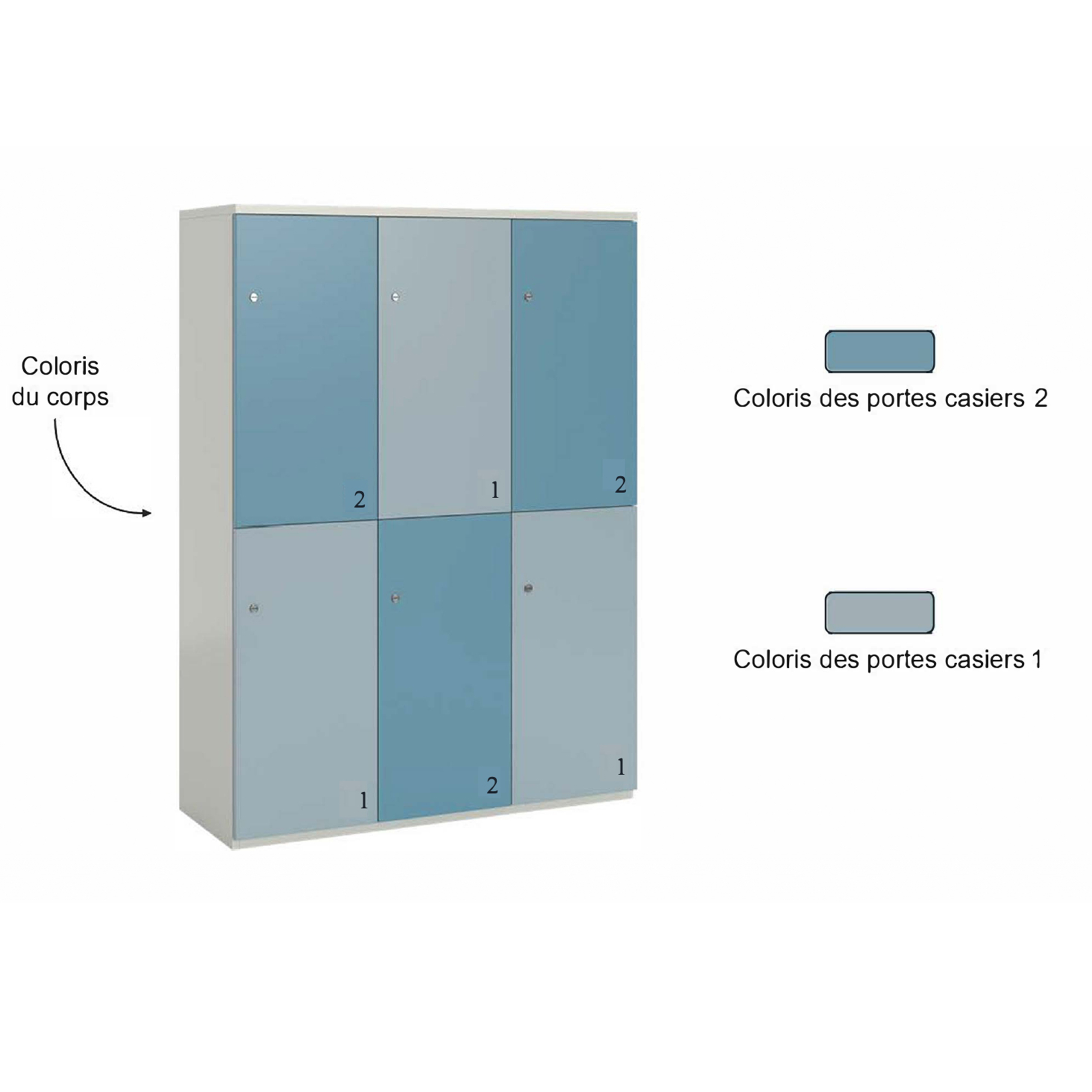 Meuble de rangement FrameOne II - 6 casiers - fermeture à clé - clé passe partout non fournie