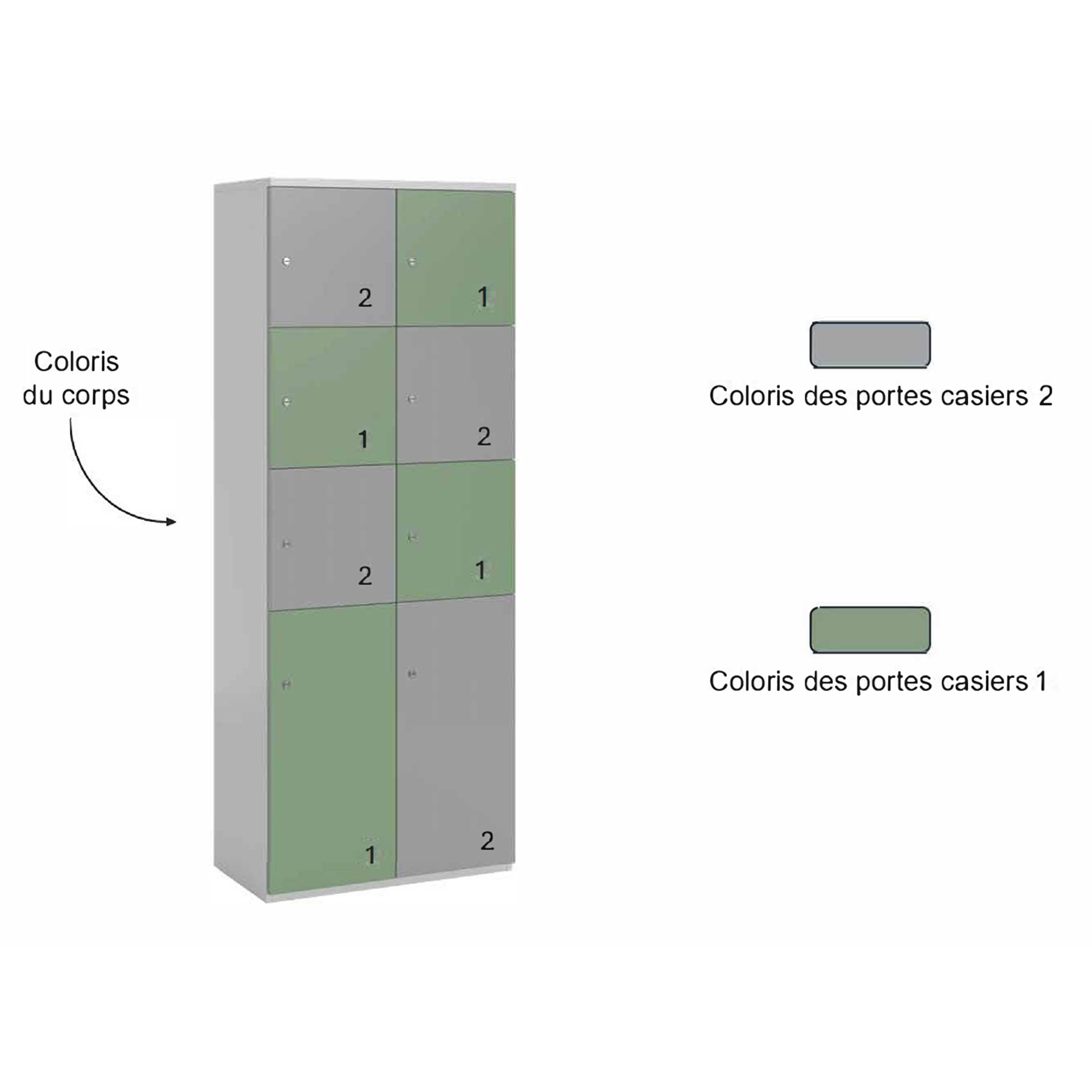 Meuble de rangement FrameOne II - 8 casiers fermeture à clé - clé passe partout non fournie