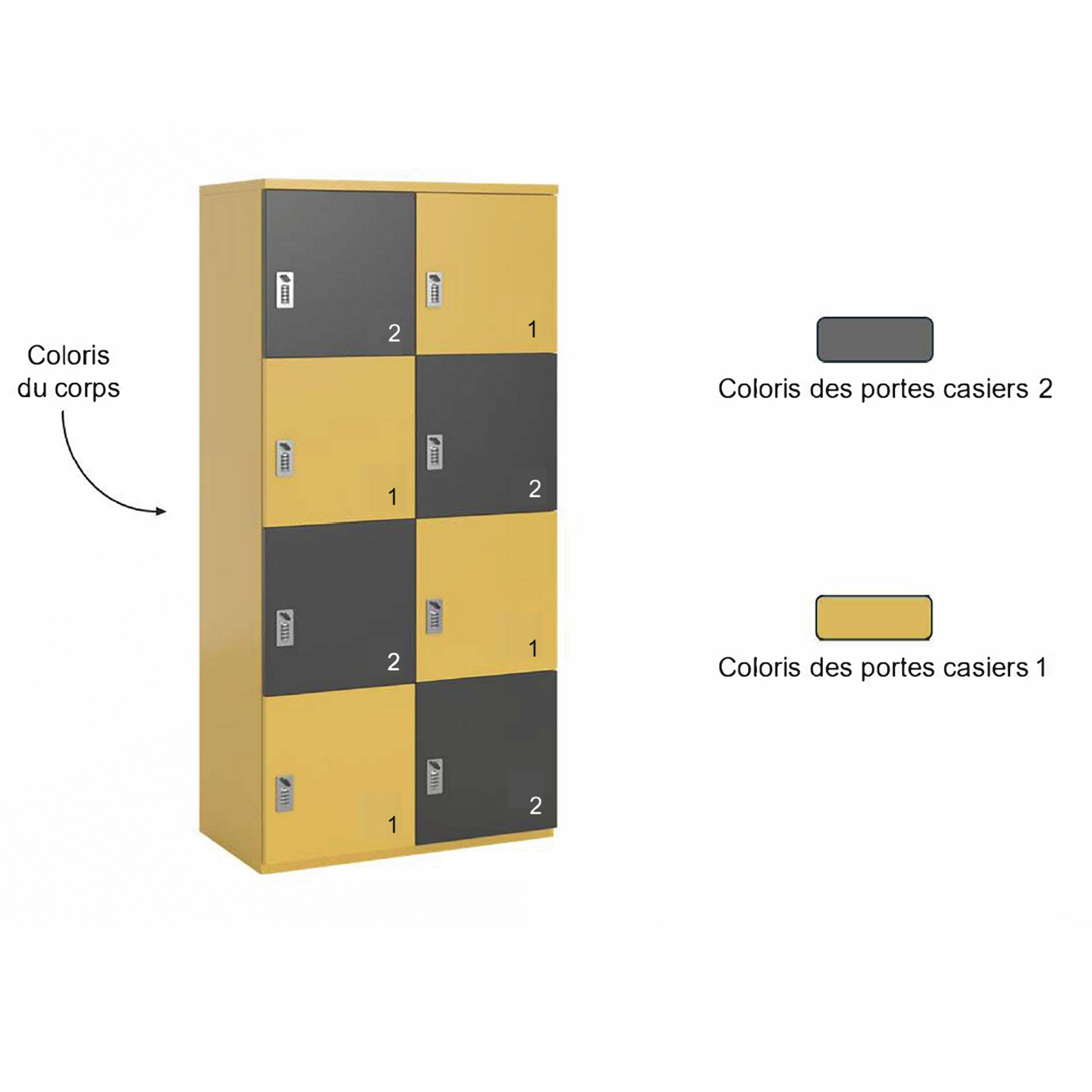 Meuble de rangement FrameOne II - 8 casiers - fermeture à codes - clé passe partout non fournie