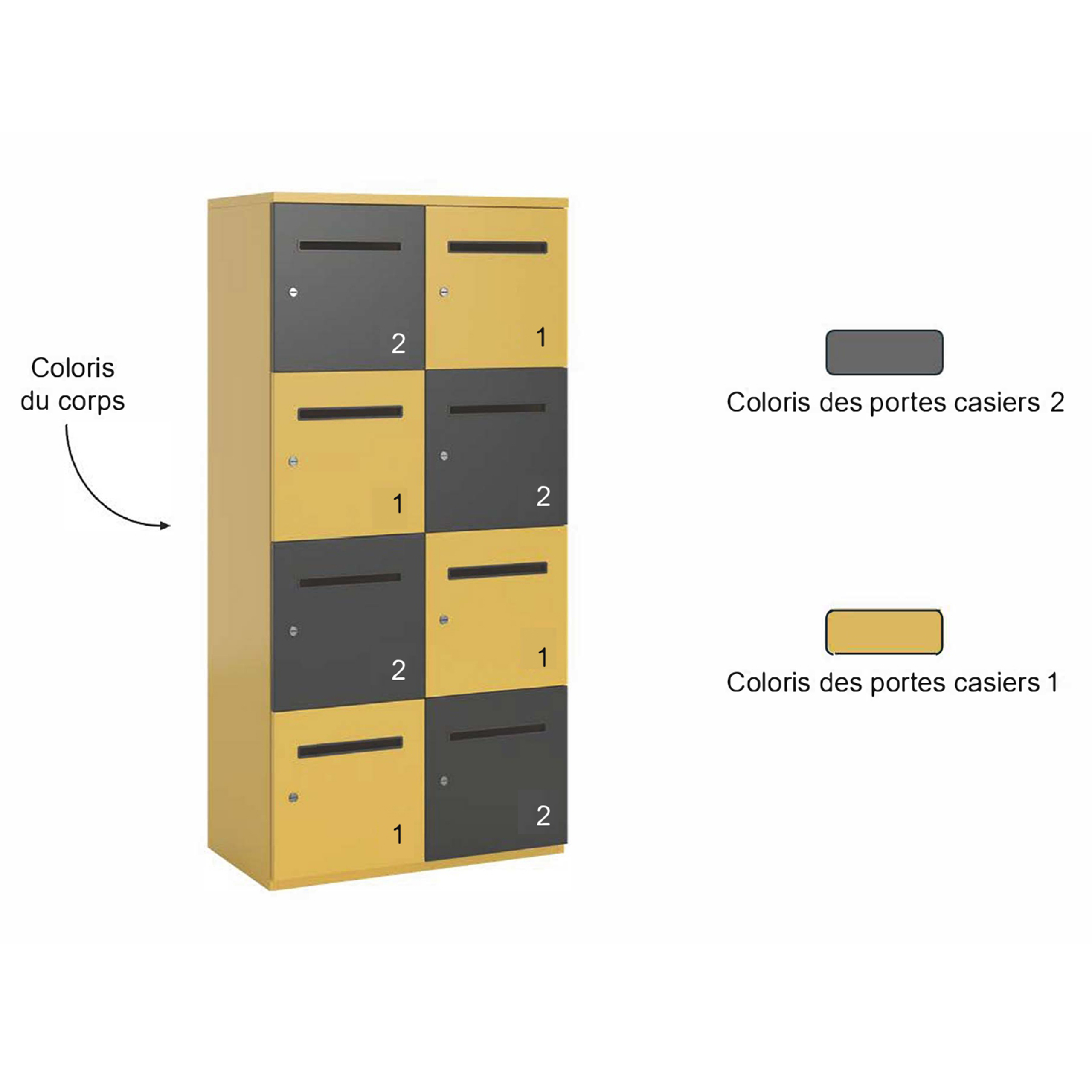 Meuble de rangement FrameOne II - 8 casiers courrier - fermeture à clé - clé passe partout non fournie