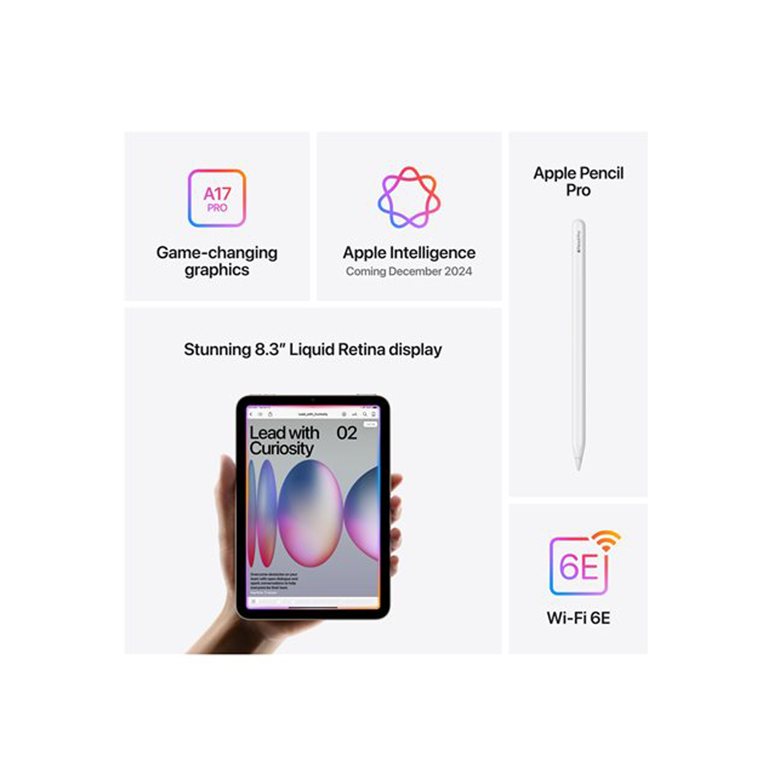 Tablette iPad mini A17 Pro Wi-Fi - 8.3'' IPS - 128 Go Garantie 1 an - gris sidéral