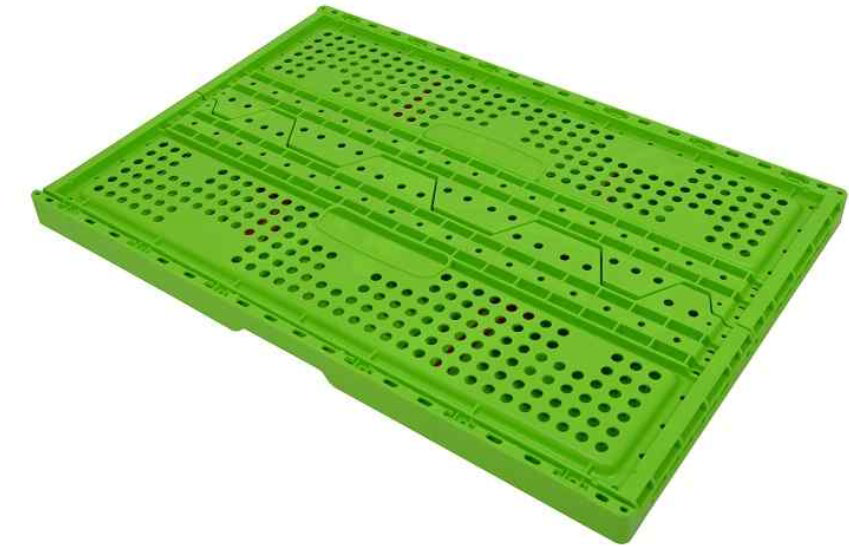 Bac alimentaire gerbable norme Europe rabattable pliable 47 litres parois et fond ajourés