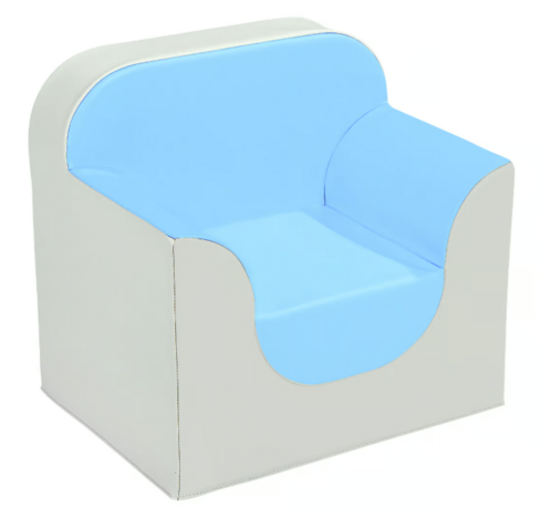 Fauteuil 2 accoudoirs Club - h. d'assise 17 cm - bleu clair/ivoire 65089/186