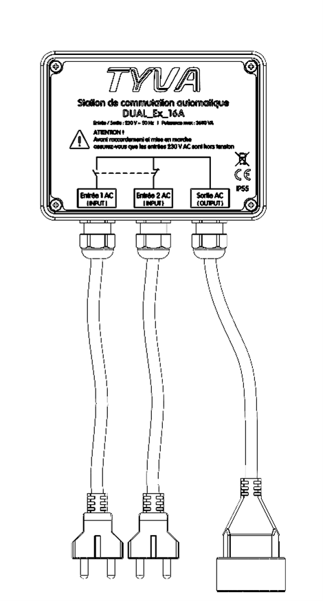 Station de commutation automatique 220 V 3600 W DUAL_EX_16A pour PowerCase